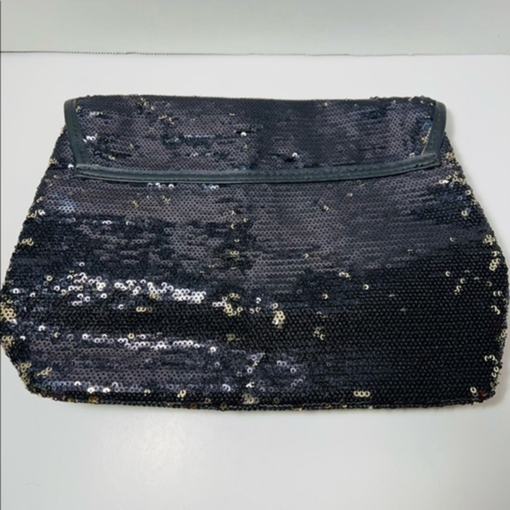 Gold sequins and black cosmetic bag- front is see through mesh very cute